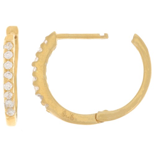 Dormeuses Criques 15mm - Óxidos de Circonio - Plata de Ley 925 Dorada - Cristal x2