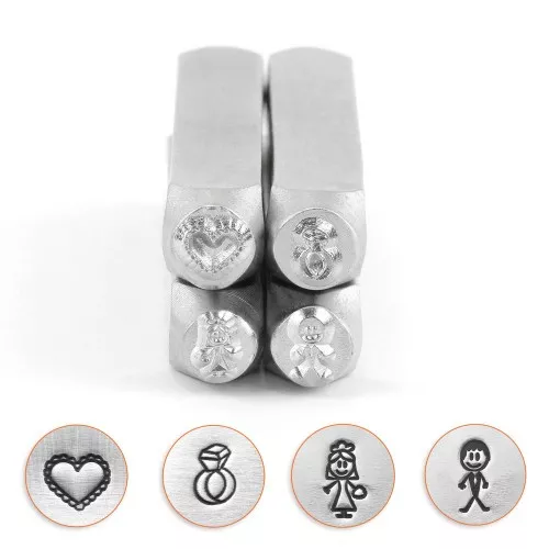 Juego de 4 punzones para repujar ImpressArt - 7 y 6 mm - Boda x1