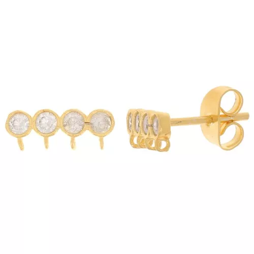 Pendientes 4 filas 4x11,5 mm óxido de circonio - Dorado con oro fino - Cristal x2
