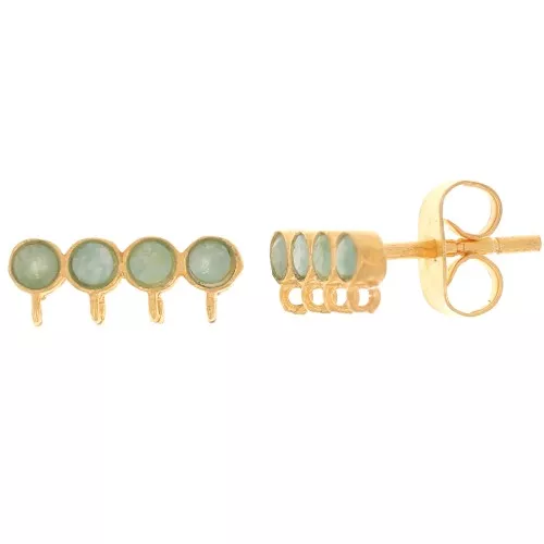 Pendientes 4 filas 4x11.5 mm gema - Dorado con oro fino - Amazonita x2