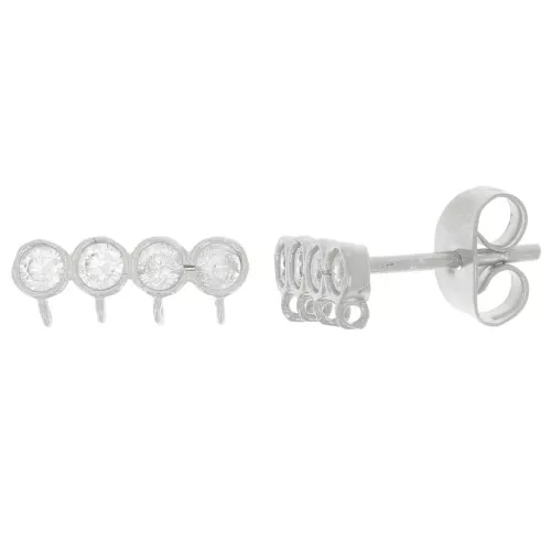 Pendientes 4 filas 4x11,5 mm óxido de circonio - Plata de ley 925 - Cristal x2
