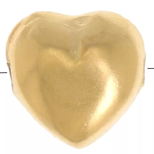 Cuenta corazón redonda 6 mm - Dorada con oro fino