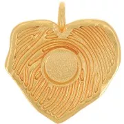 Colgante corazón trabajado irregular 22x20 mm para cabujón de 6 mm - Oro x1