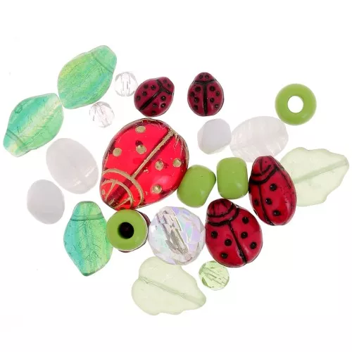 Surtido de cuentas de Bohemia - Coccinelle x50g