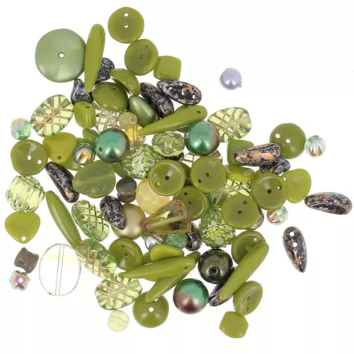 Surtido de perlas de Bohemia - Verde Oliva x50g