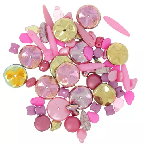 Surtido de perlas de Bohemia - Rosa x20g