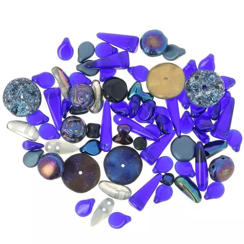 Surtido de perlas de Bohemia - Azul oscuro metalizado x20g