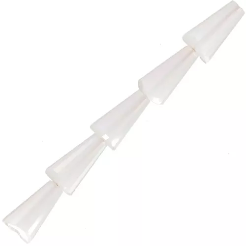 Cuentas facetadas de vidrio en forma de cono - 8x4 mm - Opaque White AB x25