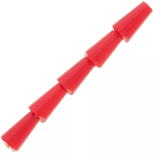 Cuentas facetadas de vidrio en forma de cono - 8x4 mm - Rojo opaco x25