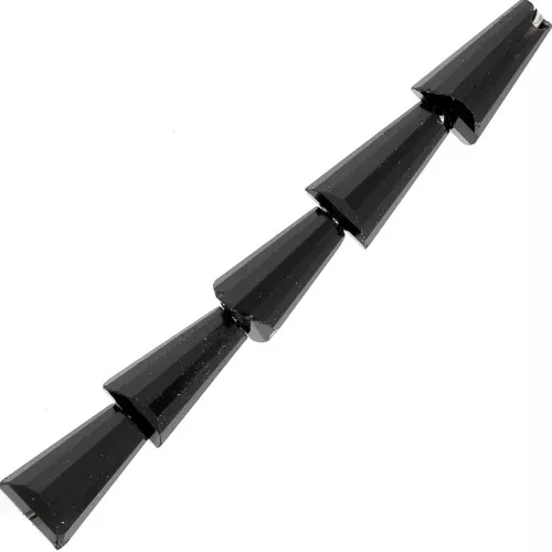 Cuentas facetadas de vidrio en forma de cono - 8x4 mm - Opaque Jet x25