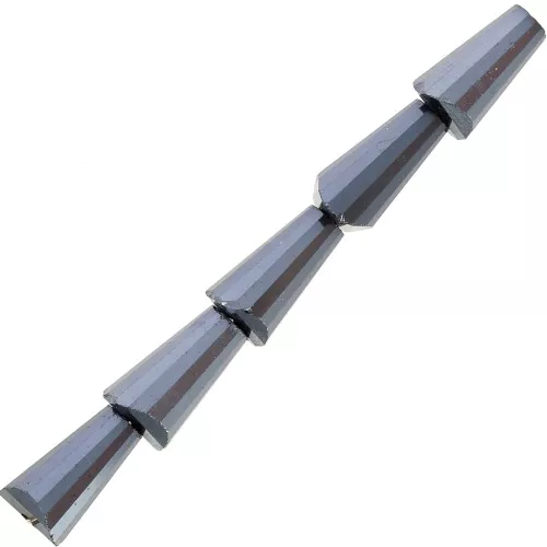Cuentas facetadas de vidrio en forma de cono - 8x4 mm - Opaque Jet Hematite x25