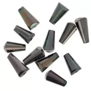 Cuentas facetadas de vidrio en forma de cono - 8x4 mm - Opaque Jet AB x25