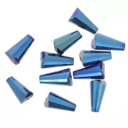 Cuentas facetadas de vidrio en forma de cono - 8x4 mm - Blue Iris x25