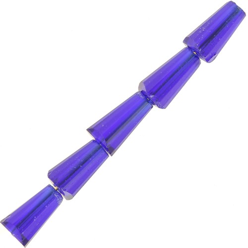 Cuentas facetadas de vidrio en forma de cono - 8x4 mm - Cobalto x25