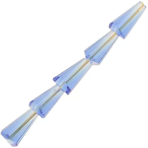 Cuentas facetadas de vidrio en forma de cono - 8x4 mm - Zafiro x25