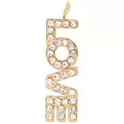 Colgante de amor con óxidos de circonio 26x7 mm - Acero inoxidable 316L chapado en Dorado x1