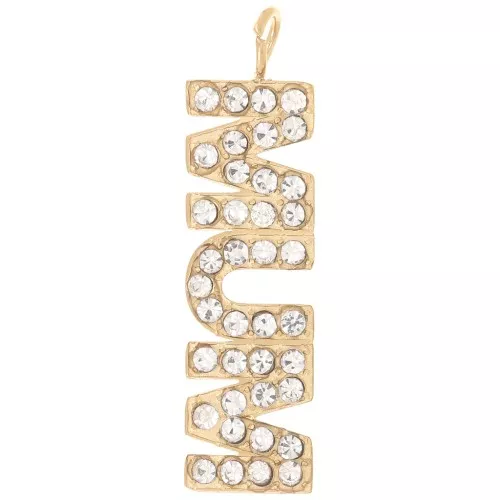 Colgante mamá con óxidos de circonio 26x7 mm - Acero inoxidable 316L dorado x1