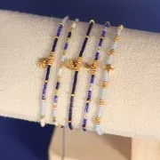 Cuenta de estrella plana de 4 mm - Acero inoxidable 316L dorado x1