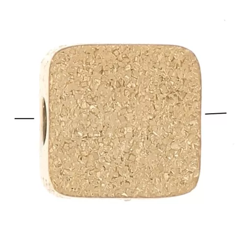 Cuenta cuadrada plana de 5 mm efecto diamante - Acero inoxidable 316L Dorado x1