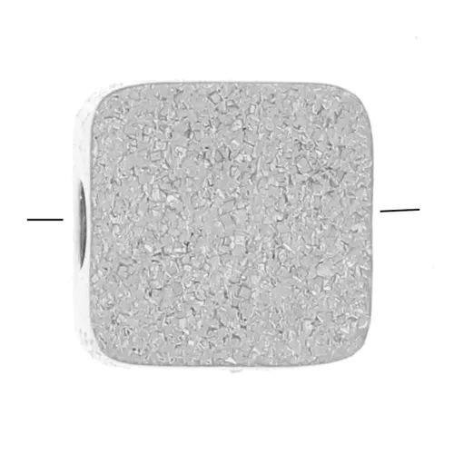 Cuenta cuadrada plana 5 mm efecto diamante - acero inoxidable 316L x1