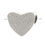Cuenta corazón plana 5 mm efecto diamante - Acero inoxidable 316L x1