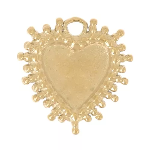 Dije de corazón de 10 mm con bolitas - Acero inoxidable 304L dorado x1