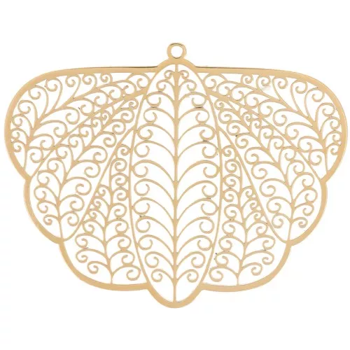 Colgantes filigrana efecto mariposa 32x41 mm - Acero inoxidable 316L dorado x2