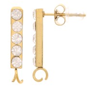 Pendientes barra 19x3 mm con óxidos de circonio - Acero inoxidable 316L Dorado x2