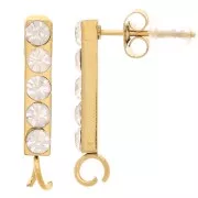 Pendientes barra 19x3 mm con óxidos de circonio - Acero inoxidable 316L Dorado x2