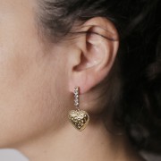 Pendientes barra 19x3 mm con óxidos de circonio - Acero inoxidable 316L Dorado x2