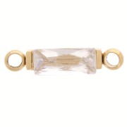 Entrepieza rectangular de 13,5 x 3 mm con circonitas - Acero inoxidable 316L Dorado - Crystal