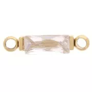 Entrepieza rectangular de 13,5 x 3 mm con circonitas - Acero inoxidable 316L Dorado - Crystal