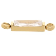 Entrepieza rectangular de 13,5 x 3 mm con circonitas - Acero inoxidable 316L Dorado - Crystal