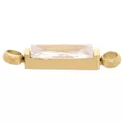 Entrepieza rectangular de 13,5 x 3 mm con circonitas - Acero inoxidable 316L Dorado - Crystal
