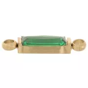 Entrepieza rectangular 13x3 mm óxido de circonio - Acero inoxidable 316L Dorado - Verde x1