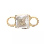 Entrepieza cuadrado 6x3 mm óxido de circonio - Acero inoxidable 316L Dorado - Cristal x1