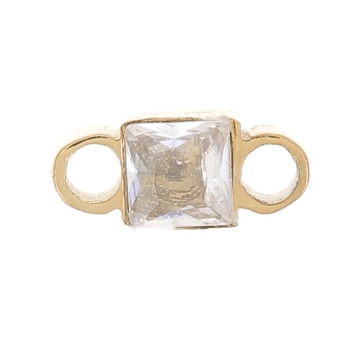 Entrepieza cuadrado 6x3 mm óxido de circonio - Acero inoxidable 316L Dorado - Cristal x1