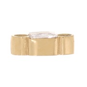 Entrepieza cuadrada de 6x3 mm de óxido de circonio - Acero inoxidable 304 Dorado - Cristal x1