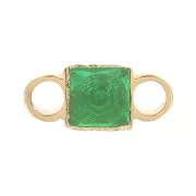 Distanciador cuadrado 6x3 mm óxido de circonio - Acero inoxidable 316L Dorado - Verde x1