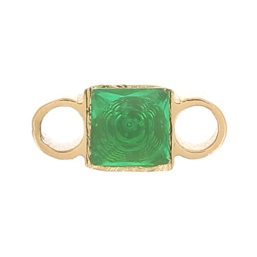 Distanciador cuadrado 6x3 mm óxido de circonio - Acero inoxidable 316L Dorado - Verde x1