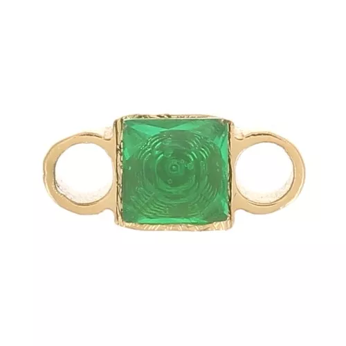 Distanciador cuadrado 6x3 mm óxido de circonio - Acero inoxidable 316L Dorado - Verde x1