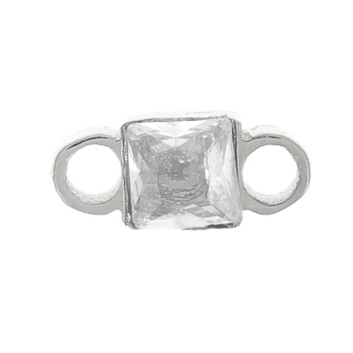 Distanciador cuadrado 6x3 mm óxido de circonio - Acero inoxidable 316L - Cristal x1