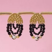 Ganchos pendientes martillados en forma de U 11x15,5 mm - Acero inoxidable Dorado 304 x2