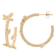 Aros abiertos 27 mm con hojas pequeñas - Acero inoxidable 304L dorado x2