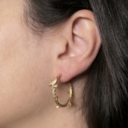 Aros abiertos 27 mm con hojas pequeñas - Acero inoxidable 304L dorado x2