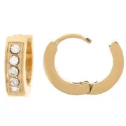 Pendientes criollos redondos de 13 mm con óxido de circonio - Acero inoxidable dorado 304L x2