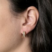 Pendientes criollos redondos de 13 mm con óxido de circonio - Acero inoxidable dorado 304L x2