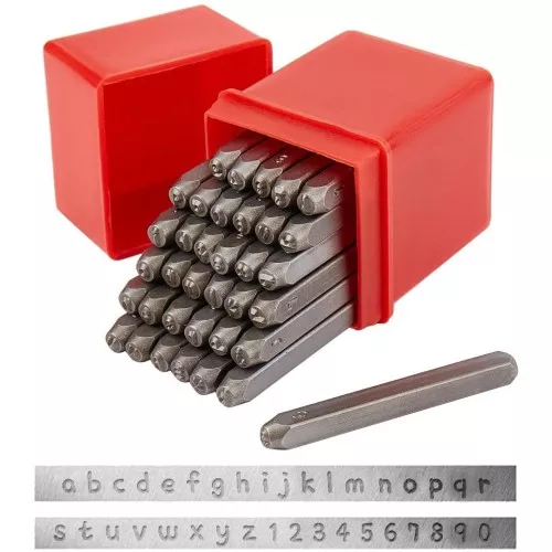 Juego de punzones 3 mm - Alfabeto pequeño y números del 0 al 9 x36
