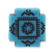 Cuentas planas decoración antigua 9 mm Turquesa/Negro x5