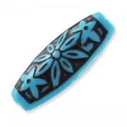 Aceituna decoración antigua 29 mm Turquesa/Negro x1